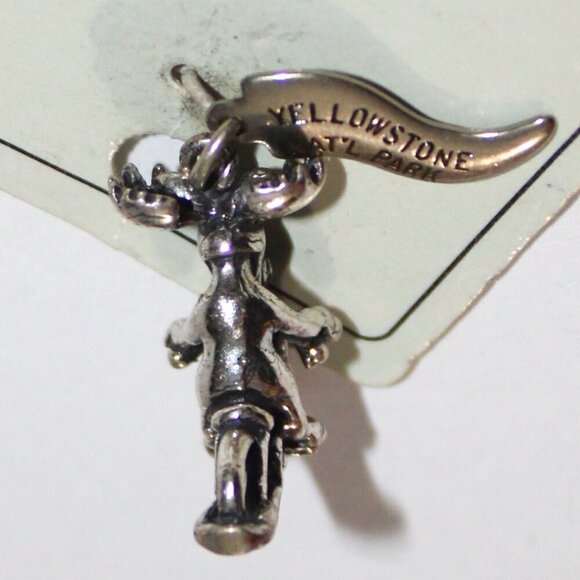 Vintage Sterling Silver Yellowstone Park Moose on Motorcycle Charm - Picture 3 of 7